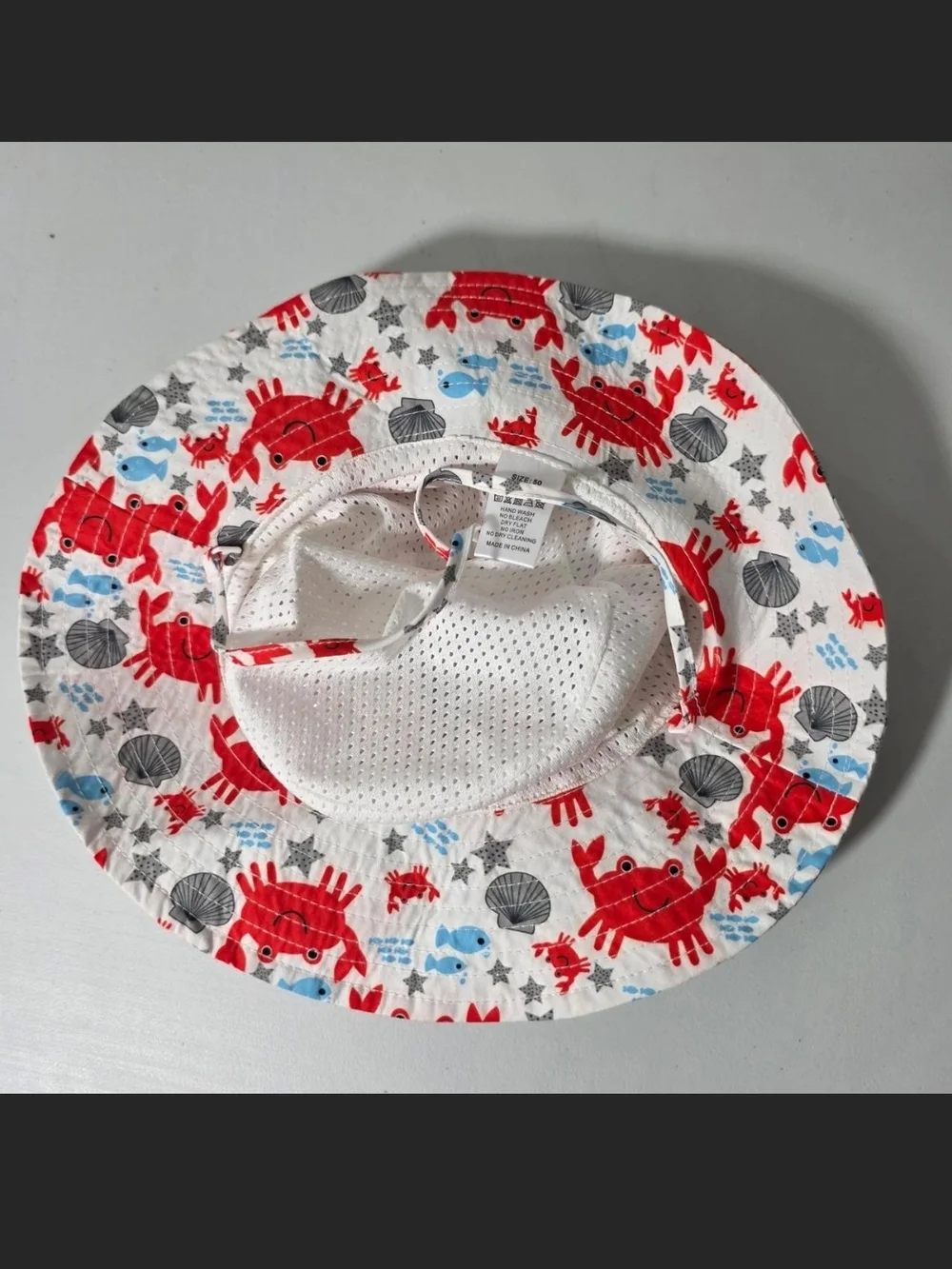 Kids Crab Print Bucket Hat - Red & Blue